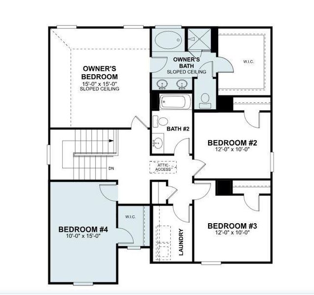 2D floor plan layout of this home in Cascades at Onion Creek, Austin, TX (Image 4).