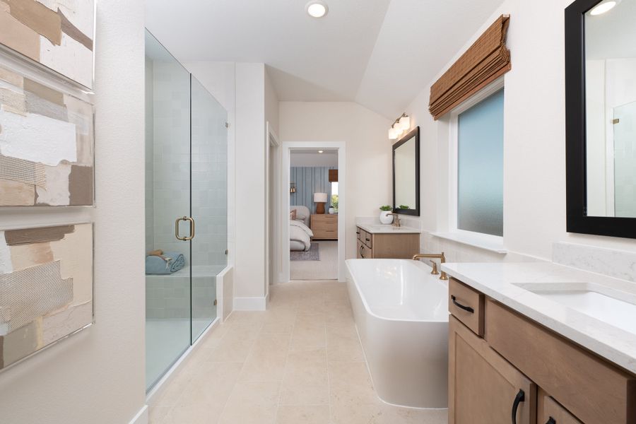 Representative furnished interior of a home built from the Magnolia by Tri Pointe Homes in Landmark, Denton (Image 9).