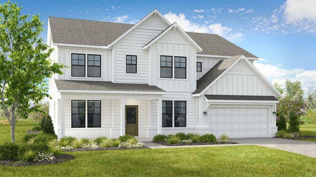 Front exterior of a new home in Kennison Creek, Cumming, GA, highlighting curb appeal (Image 21).