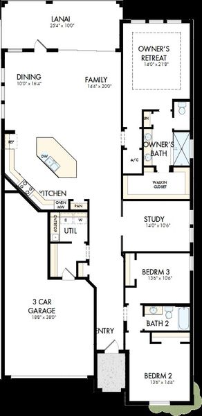 2D floor plan layout of this home in Lakeview Crossing – Tradition Series, Sarasota, FL (Image 2). 2D floor plan layout of this home in Lakeview Crossing – Tradition Series, Sarasota, FL (Image 2).
