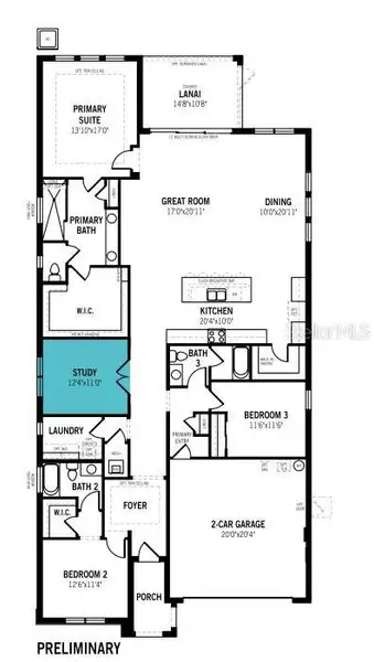 2D floor plan layout of this home in Crosswind Ranch, Parrish, FL (Image 4).