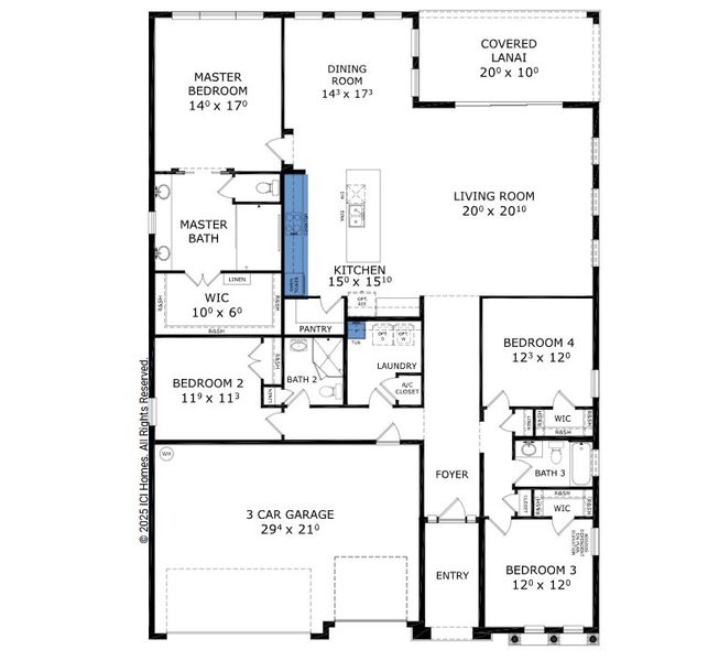 2D floor plan layout for the Davenport - Elite Series | 60' Wide Lots by ICI Homes in Oakbend, Venice, FL (Image 3).