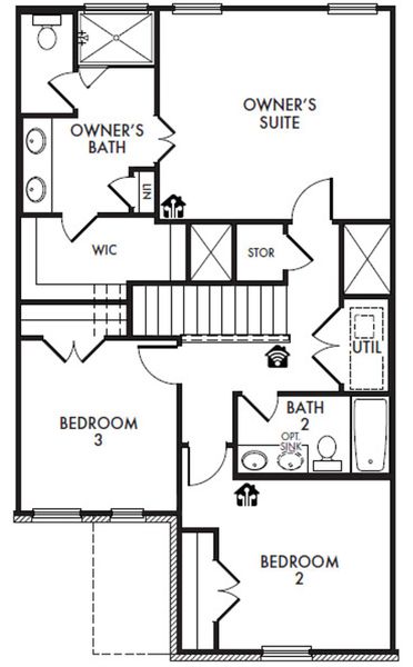 2D floor plan layout for the Amber by Impression Homes in Sereno Oaks, Dallas, TX (Image 3). 2D floor plan layout for the Amber by Impression Homes in Sereno Oaks, Dallas, TX (Image 3).