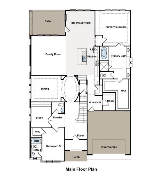 2D floor plan layout for the Kennedy by GFO Home in Sweetgrass, Haslet, TX (Image 3). 2D floor plan layout for the Kennedy by GFO Home in Sweetgrass, Haslet, TX (Image 3).