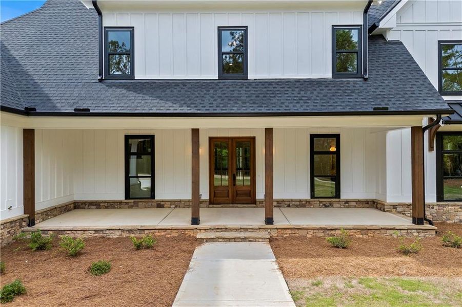 Front exterior of a new home in , Flowery Branch, GA, highlighting curb appeal (Image 42).