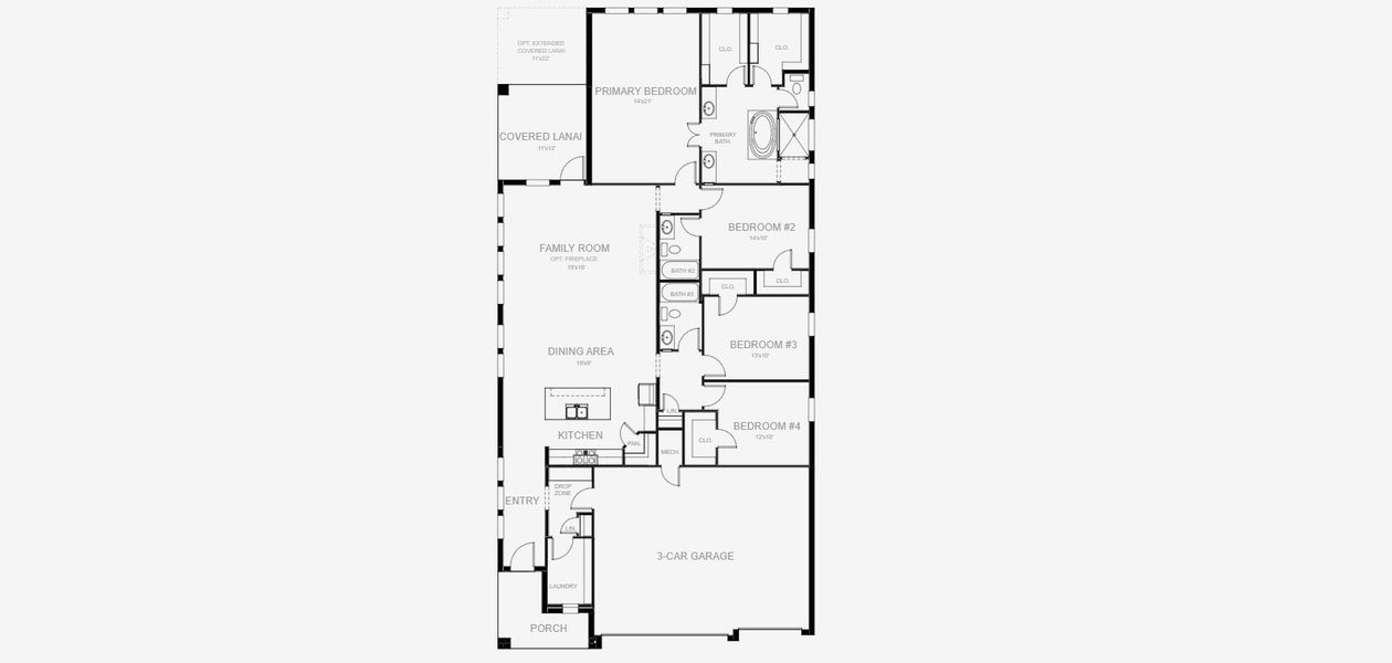 2D floor plan layout for the 2262F by Perry Homes in Sanctuary at Seaire, Parrish, FL (Image 3).