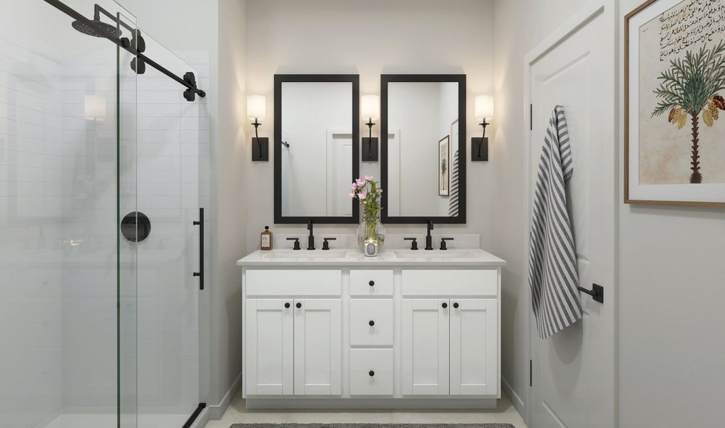 Primary bath with dual sinks Primary bath with dual sinks