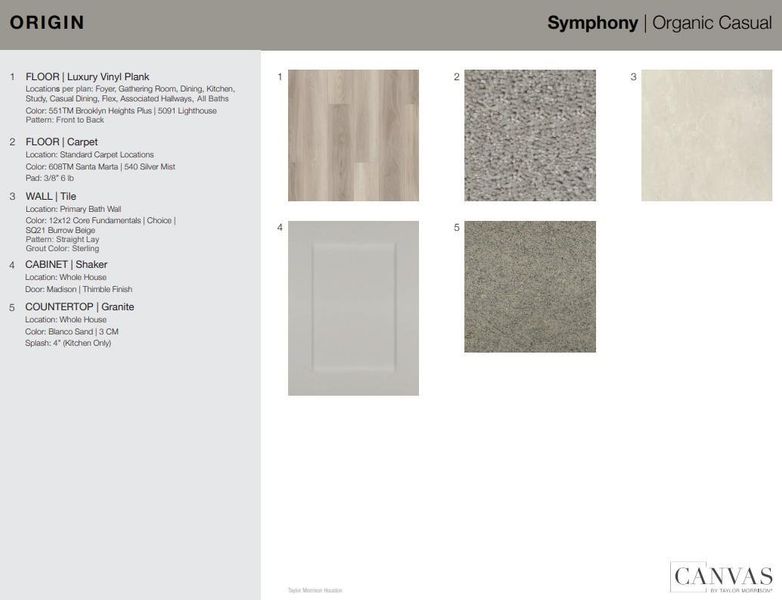 Design Selections. Home is under construction, selections subject to change.