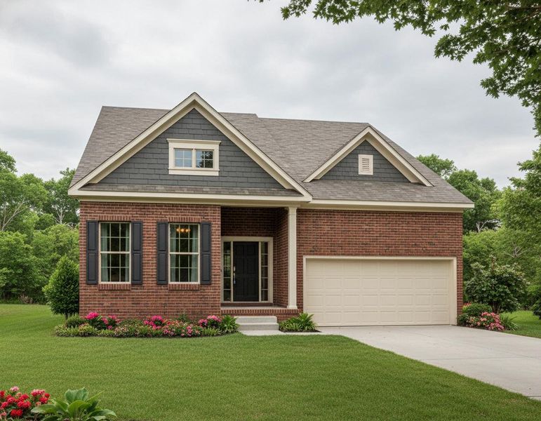 Front exterior of a new home in The Retreat at Norman Farm, Hendersonville, TN, highlighting curb appeal (Image 2). Front exterior of a new home in The Retreat at Norman Farm, Hendersonville, TN, highlighting curb appeal (Image 2).