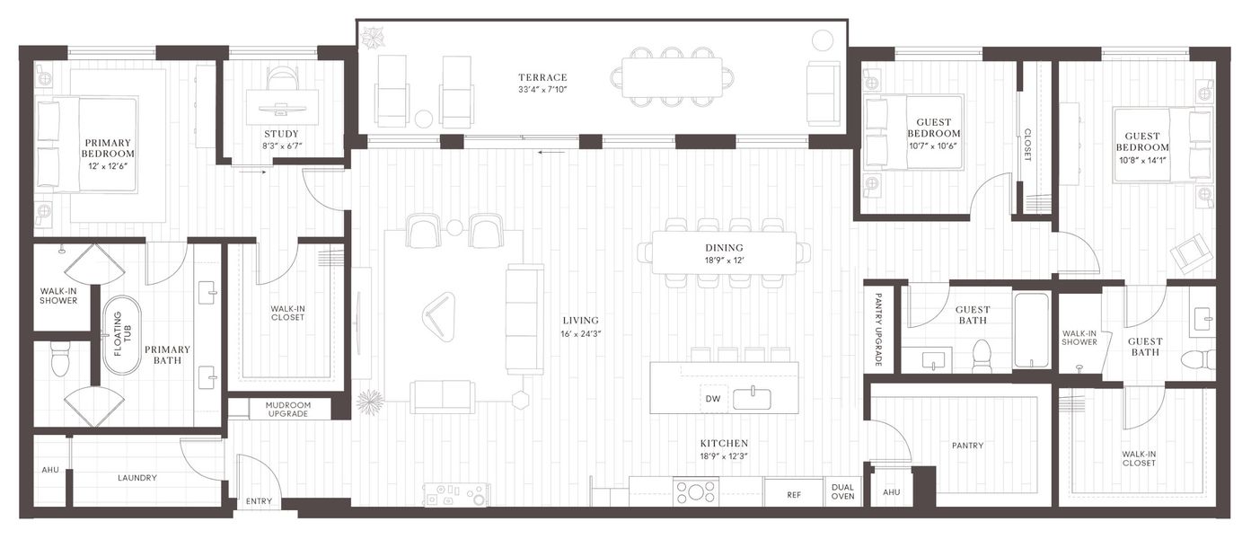 2D floor plan layout for the C18 Penthouse by Intracorp in Leland South Congress, Austin, TX (Image 1).