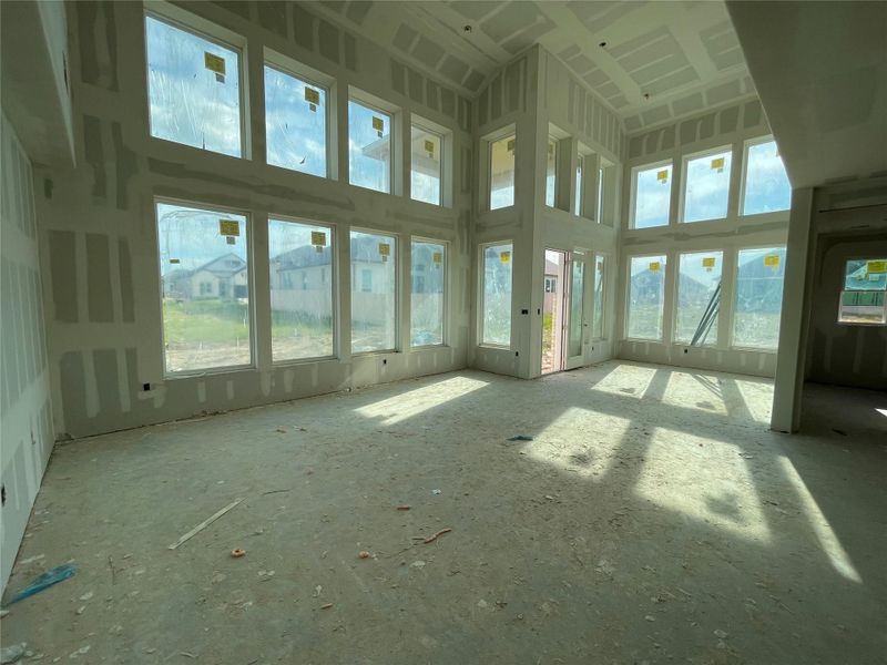 Family Room with soaring ceiling