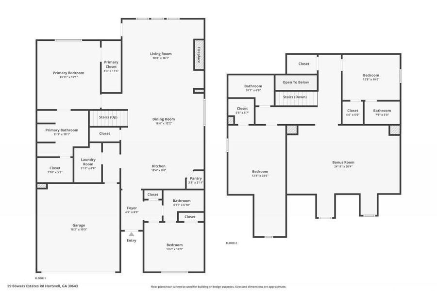 2D floor plan layout of this home in , Hartwell, GA (Image 4).