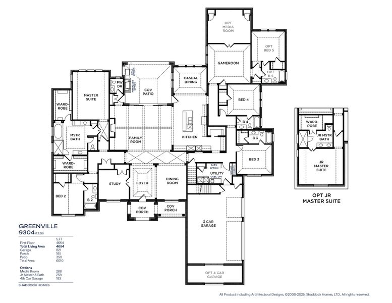 2D floor plan layout for the Greenville - SH 9304 by Shaddock Homes in King's Crossing - Phase 3, Parker, TX (Image 4). 2D floor plan layout for the Greenville - SH 9304 by Shaddock Homes in King's Crossing - Phase 3, Parker, TX (Image 4).