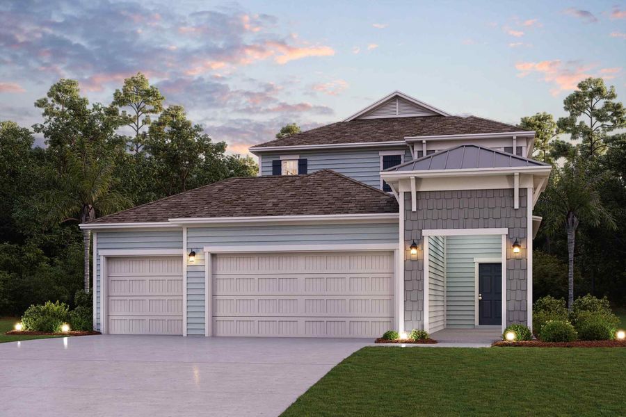 Front exterior of a new home in Seminole Palms, Palm Coast, FL, highlighting curb appeal (Image 1). Front exterior of a new home in Seminole Palms, Palm Coast, FL, highlighting curb appeal (Image 1).