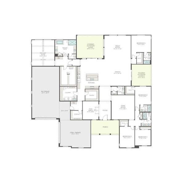 2D floor plan layout for the Aurora Plan 9001 by Tri Pointe Homes in Emberly, Queen Creek, AZ (Image 3).