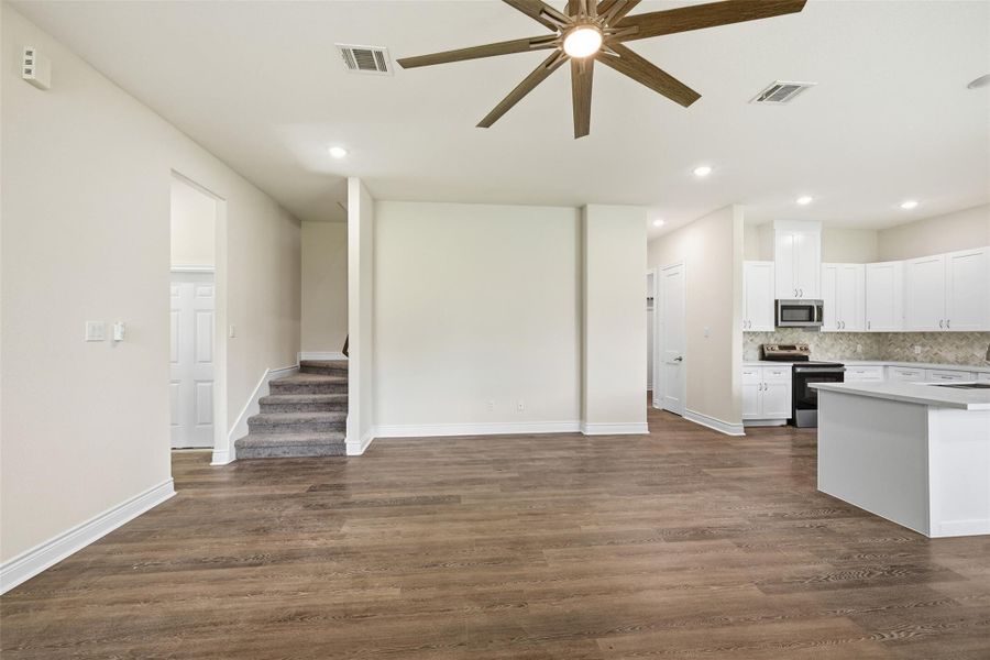 Gorgeous downstairs living room, high ceilings, split floor plan and open concept