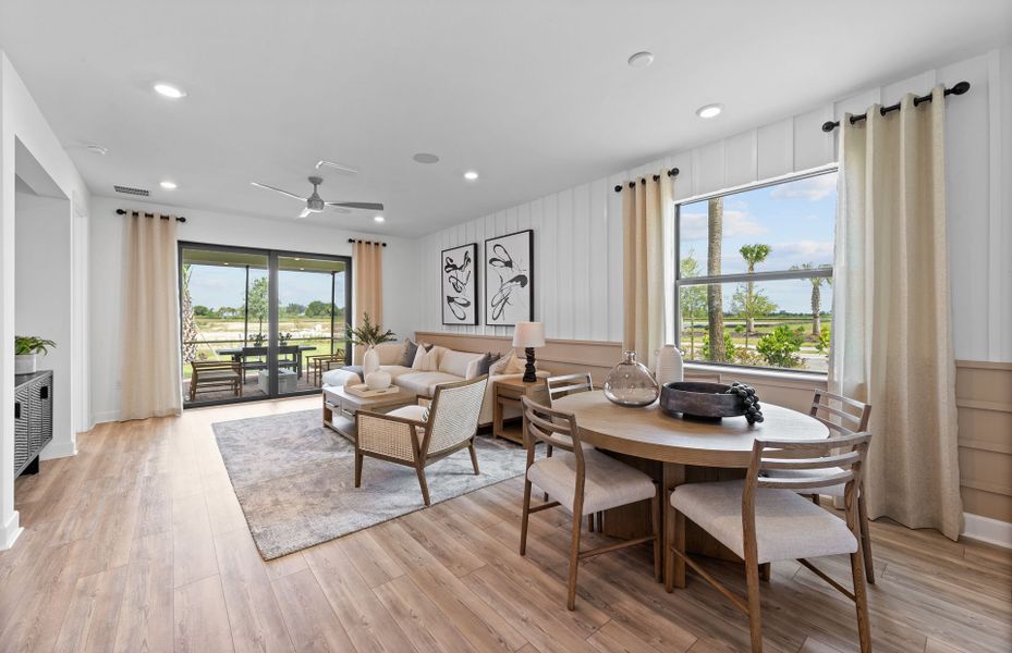 Connected dining and living spaces