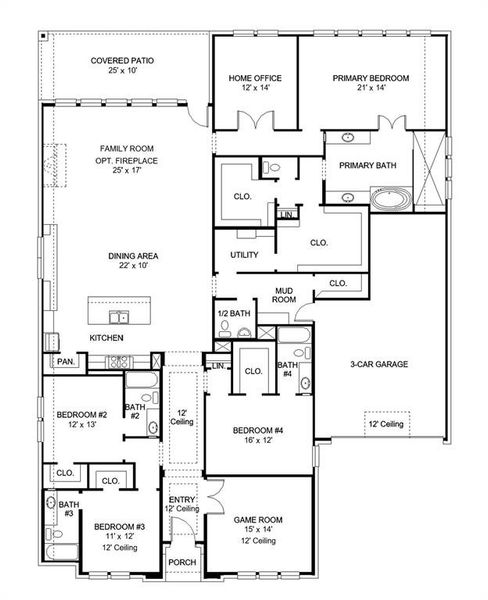 2D floor plan layout of this home in Terraces, Rockwall, TX (Image 4).