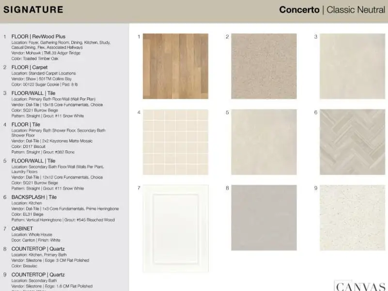 207 Silver Fleet Drive design selections. Home is currently under construction and selections are subject to change.