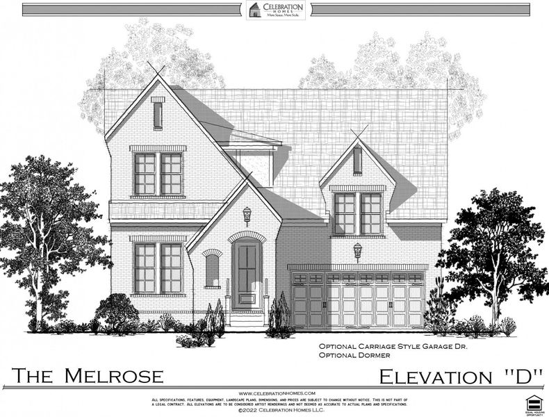 Representative rendering of the exterior for the Melrose by Celebration Homes (Image 1).
