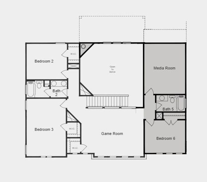 Structural options include: gourmet kitchen 2, bath 3, bedroom 4 downstairs, bedroom 6, bath 5 and media upstairs, 9' x8's panel front door, interior fireplace, 3 car garage, pre-plumb for water softener and laundry room, and stair railing.