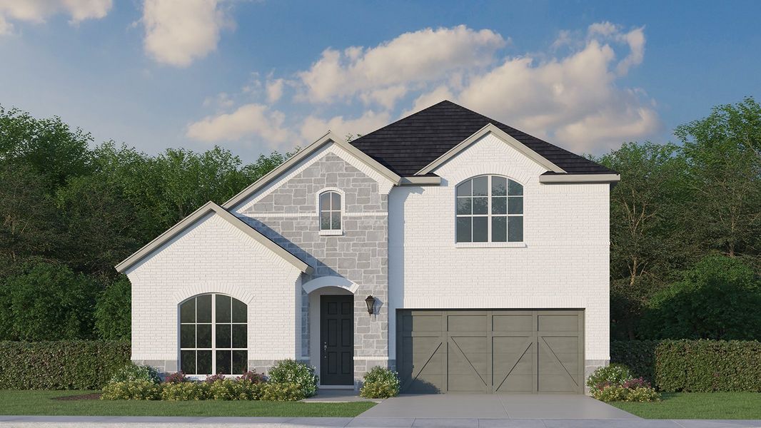 Plan 1136 Elevation B w/ Stone