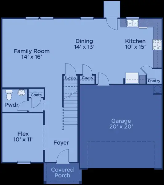 2D floor plan layout for the Canton by UnionMain Homes in Three Rivers, Rome, GA (Image 5).