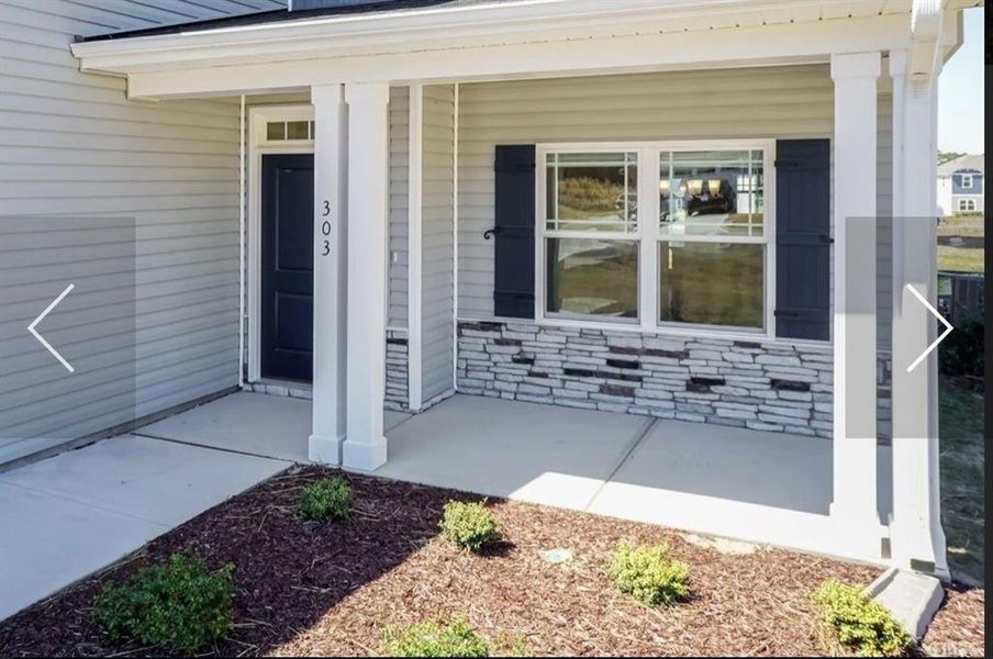 Exterior details and patio area of a home in The Fields of Walnut Creek, Pendergrass (Image 3).