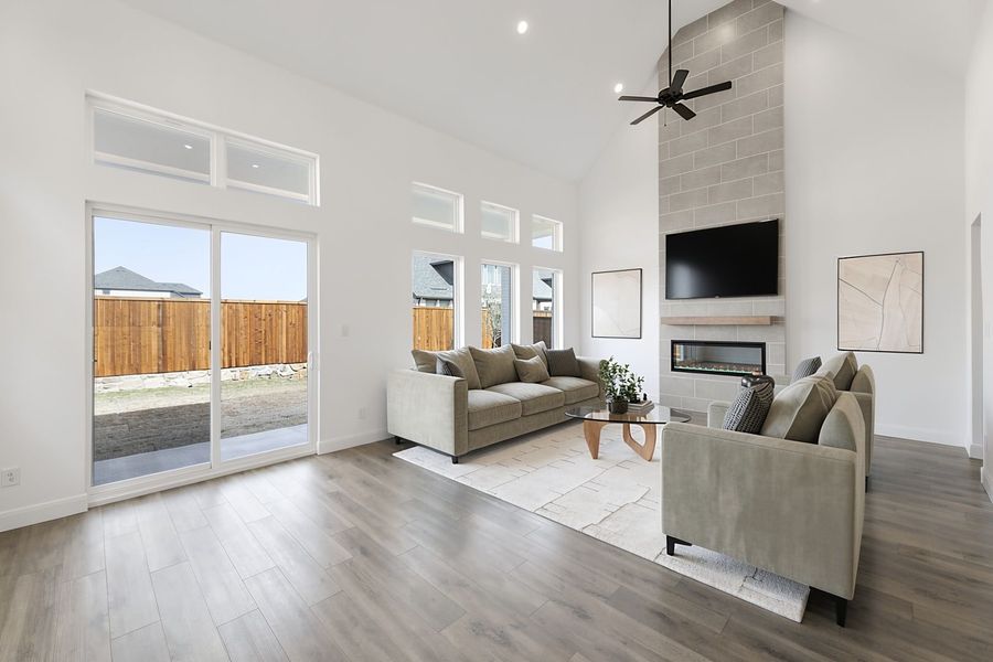 Furnished interior view inside a new home in Lily Creek at Sutton Fields, Aubrey (Image 12). Furnished interior view inside a new home in Lily Creek at Sutton Fields, Aubrey (Image 12).
