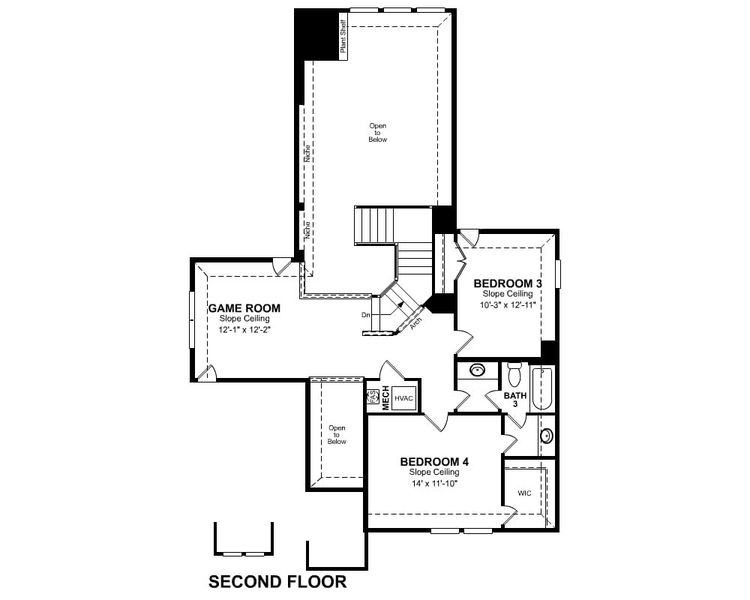 2D floor plan layout for the Summerfield by Beazer Homes in Whitewing Trails, Princeton, TX (Image 4).