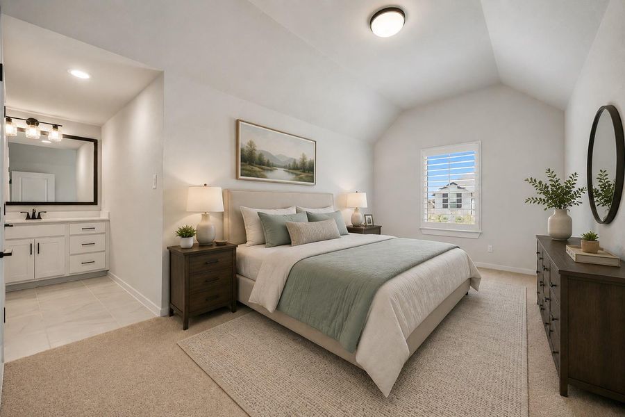 Virtually staged secondary bedroom upstairs