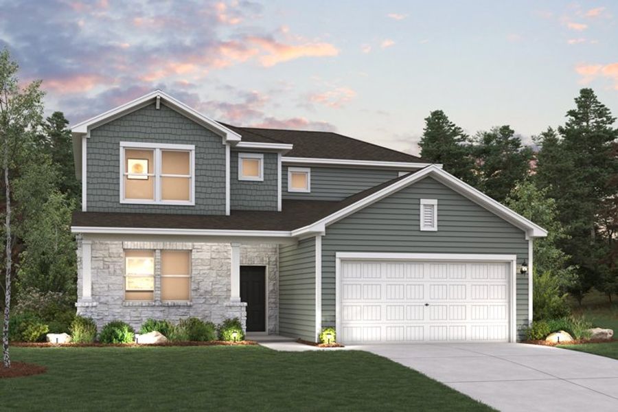 A house with a garage.