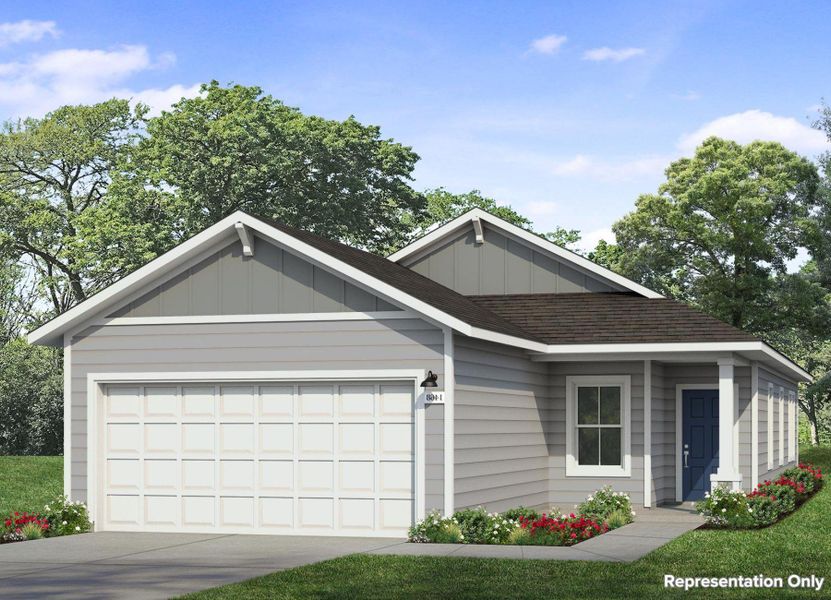 Front exterior of a new home in Edgebrooke, Pflugerville, TX, highlighting curb appeal (Image 1). Front exterior of a new home in Edgebrooke, Pflugerville, TX, highlighting curb appeal (Image 1).