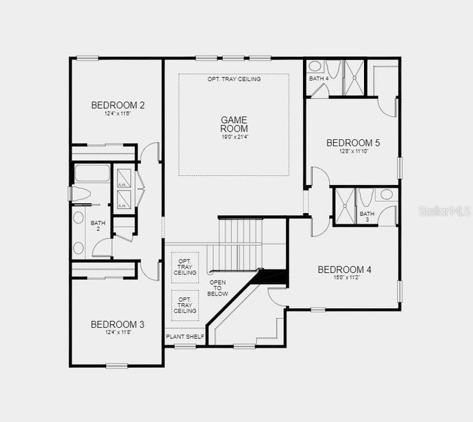 Second Floor Plan - Structural options added include: extended lanai with an outdoor kitchen rough-in, gourmet kitchen, tray ceiling, study in place of flex room, and pocket sliding glass door in the great room