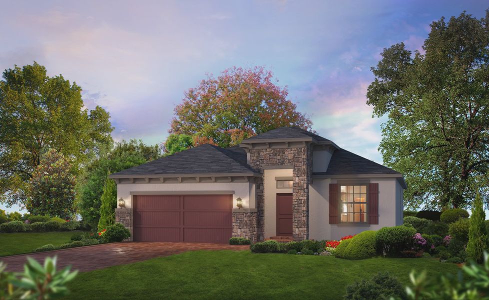 Representative exterior photo of a completed home built from the Oakland by ICI Homes in Mosaic, Daytona Beach, FL (Image 4).