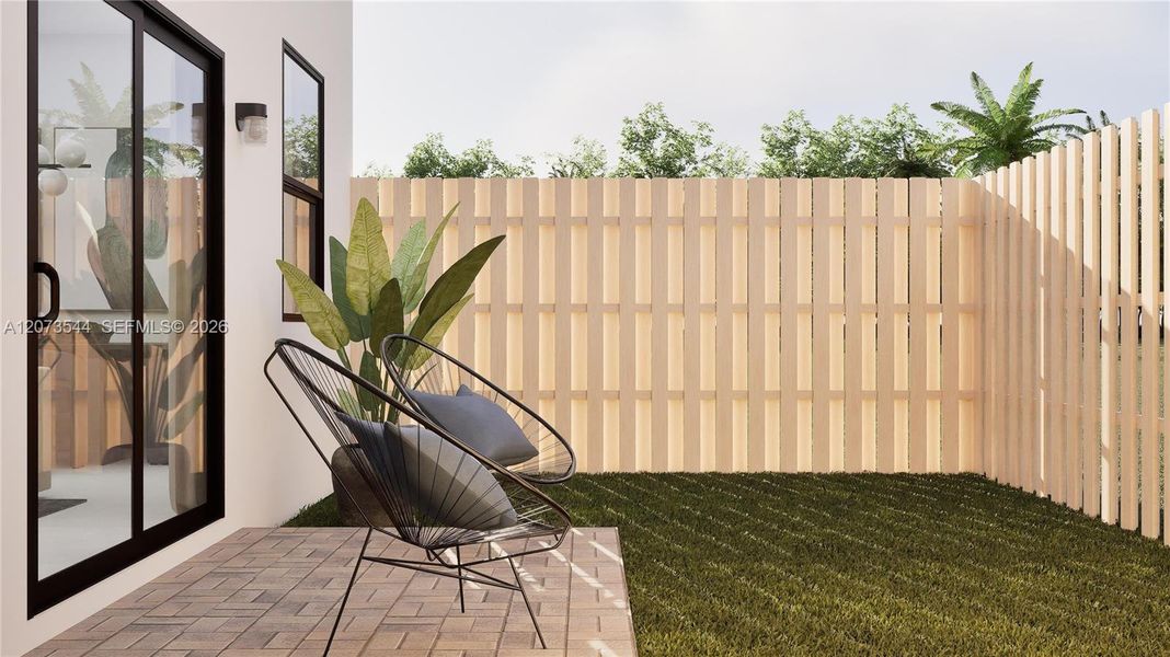 Exterior details and patio area of a home in Pineland Crest, Miami (Image 2). Exterior details and patio area of a home in Pineland Crest, Miami (Image 2).