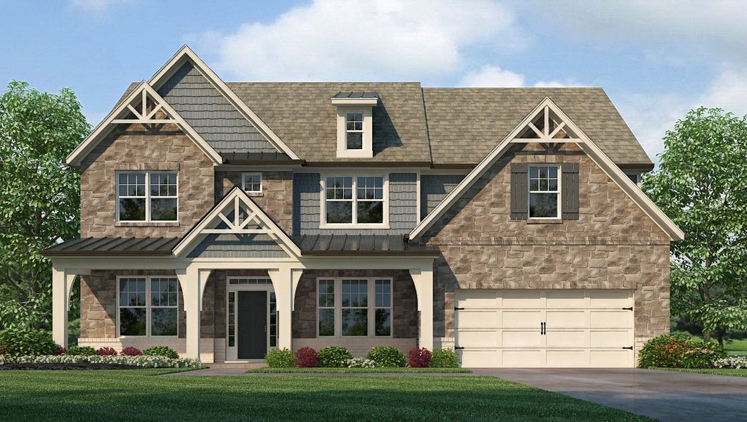 Representative exterior photo of a completed home built from the Edinburgh by D.R. Horton in Thalley Creek Estates, Cumming, GA (Image 20).