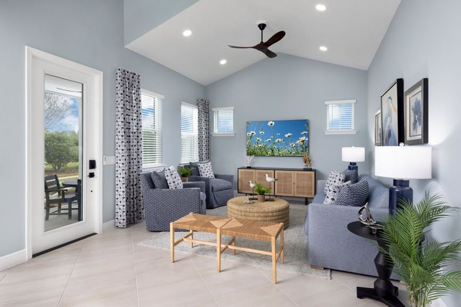 Representative furnished interior of a home built from the Hula by Minto Communities in Latitude Margaritaville Watersound, Panama City Beach (Image 7).