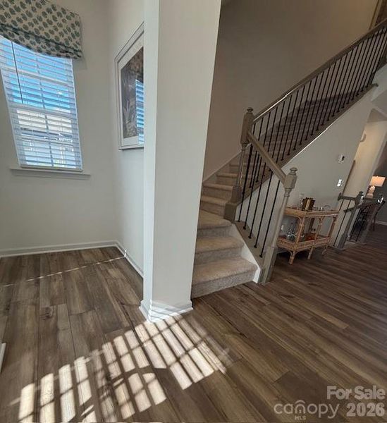 3rd floor open railing stairs - model home photos