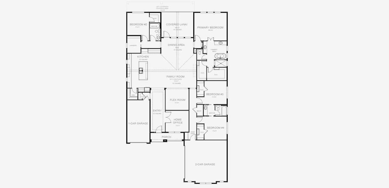 2D floor plan layout for the 2683J by Perry Homes in Hyland Trail, Green Cove Springs, FL (Image 3).