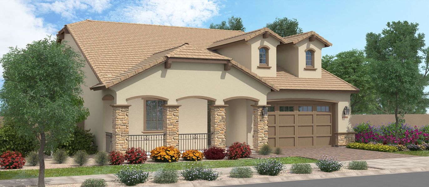 Representative exterior photo of a completed home built from the Acacia w/Loft by Fulton Homes in Groves at Barney Farms, Queen Creek, AZ (Image 6).