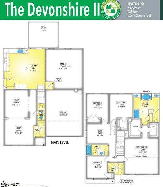 2D floor plan layout of this home in Lynbrook, Boiling Springs, SC (Image 4).