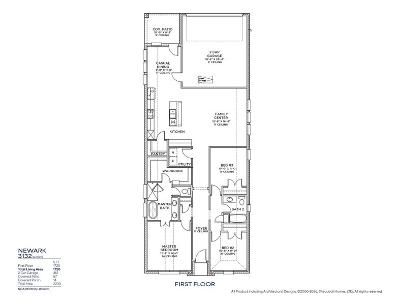 2D floor plan layout for the Newark - SH 3132 by Shaddock Homes in Cottages of Celina, Celina, TX (Image 3). 2D floor plan layout for the Newark - SH 3132 by Shaddock Homes in Cottages of Celina, Celina, TX (Image 3).