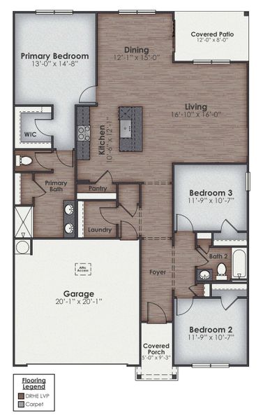 2D floor plan layout of this home in Hillcrest, Ravenel, SC (Image 2).
