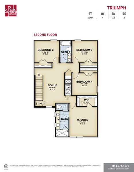 2D floor plan layout for the Triumph by Park Square Residential in Highfield at Twisted Oaks, Wildwood, FL (Image 4).