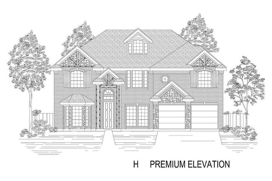 Representative rendering of the exterior for the Remington 2F (w/Media) by First Texas Homes (Image 13).