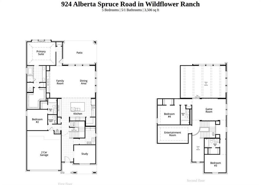 2D floor plan layout of this home in Wildflower Ranch, Dish, TX (Image 2).