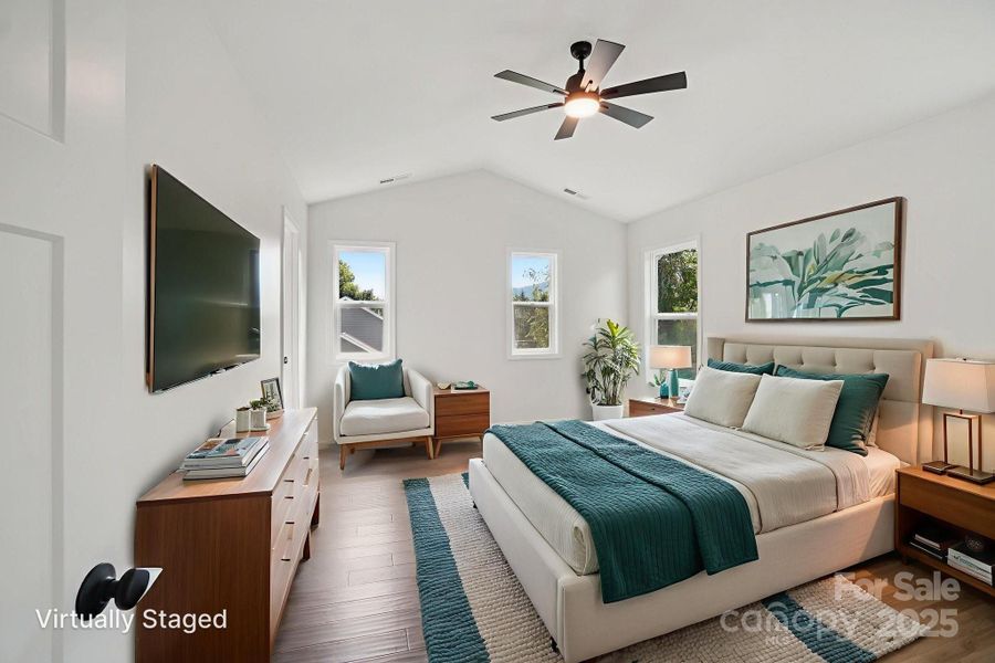 Vritually staged Primary Bedroom