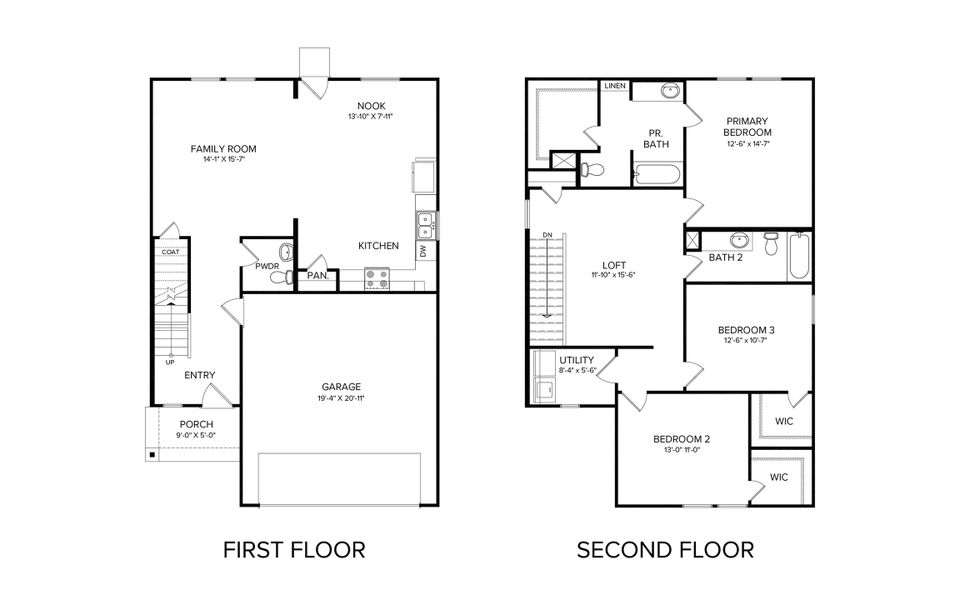 2D floor plan layout for the Montgomery Colony At Pinehurst by Brohn Homes in Colony at Pinehurst, Pinehurst, TX (Image 3).