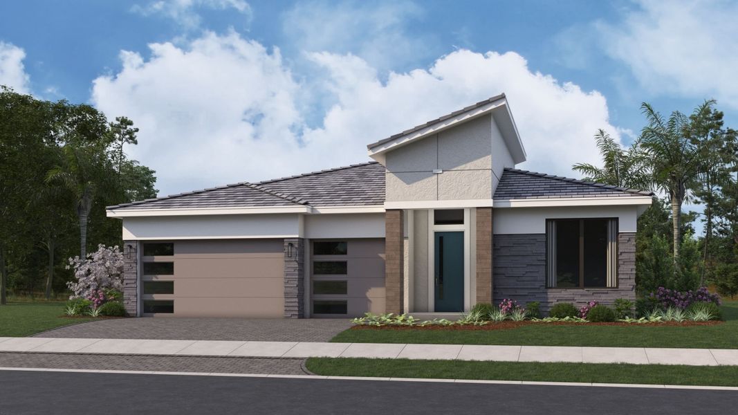 Representative exterior photo of a completed home built from the Priscilla by Kolter Homes in Esprit at Avenir, Palm Beach Gardens, FL (Image 29).